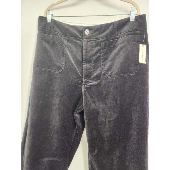 NWT Anthropologie The Colette Cropped Wide-Leg Velvet Pants Sz 38 Carbon #7A506 - Picture 3 of 11